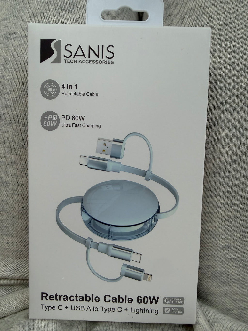 Retractable Cable (Type C+USB A To Type C+Lighting)