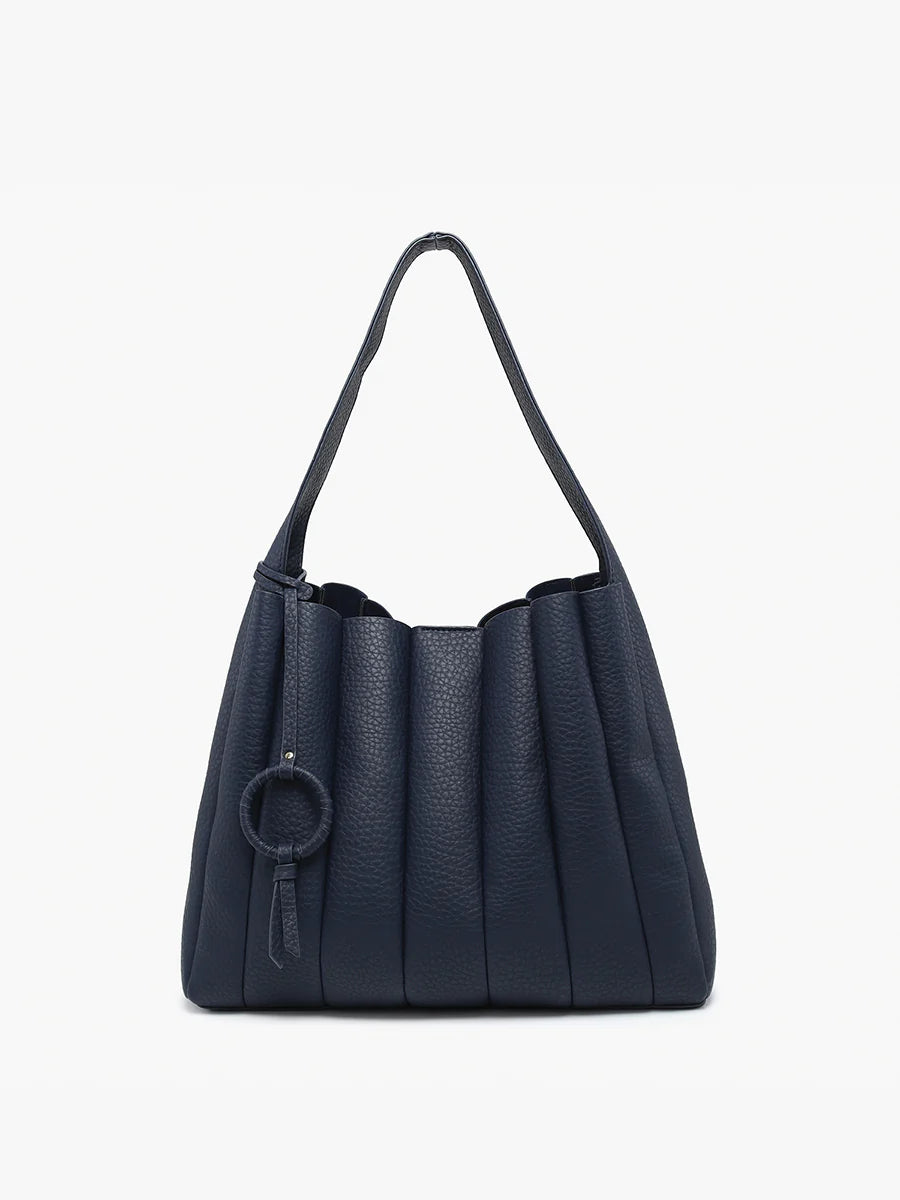 Navy Pleated Tote