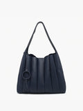 Navy Pleated Tote
