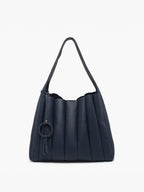 Navy Pleated Tote