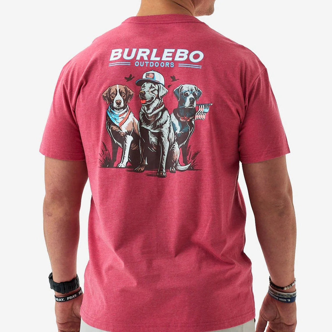 Adult SS Tee- American Dogs- Heather Crimson