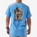 Adult SS Tee- Mallard Camo Dog- Heather Periwinkle