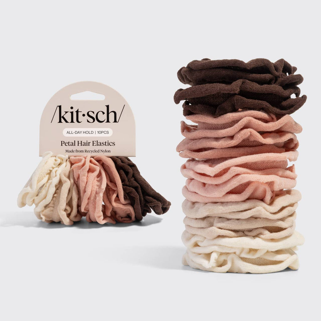 Recycled Fabric Petal Hair Elastics 10pc Set - Blush