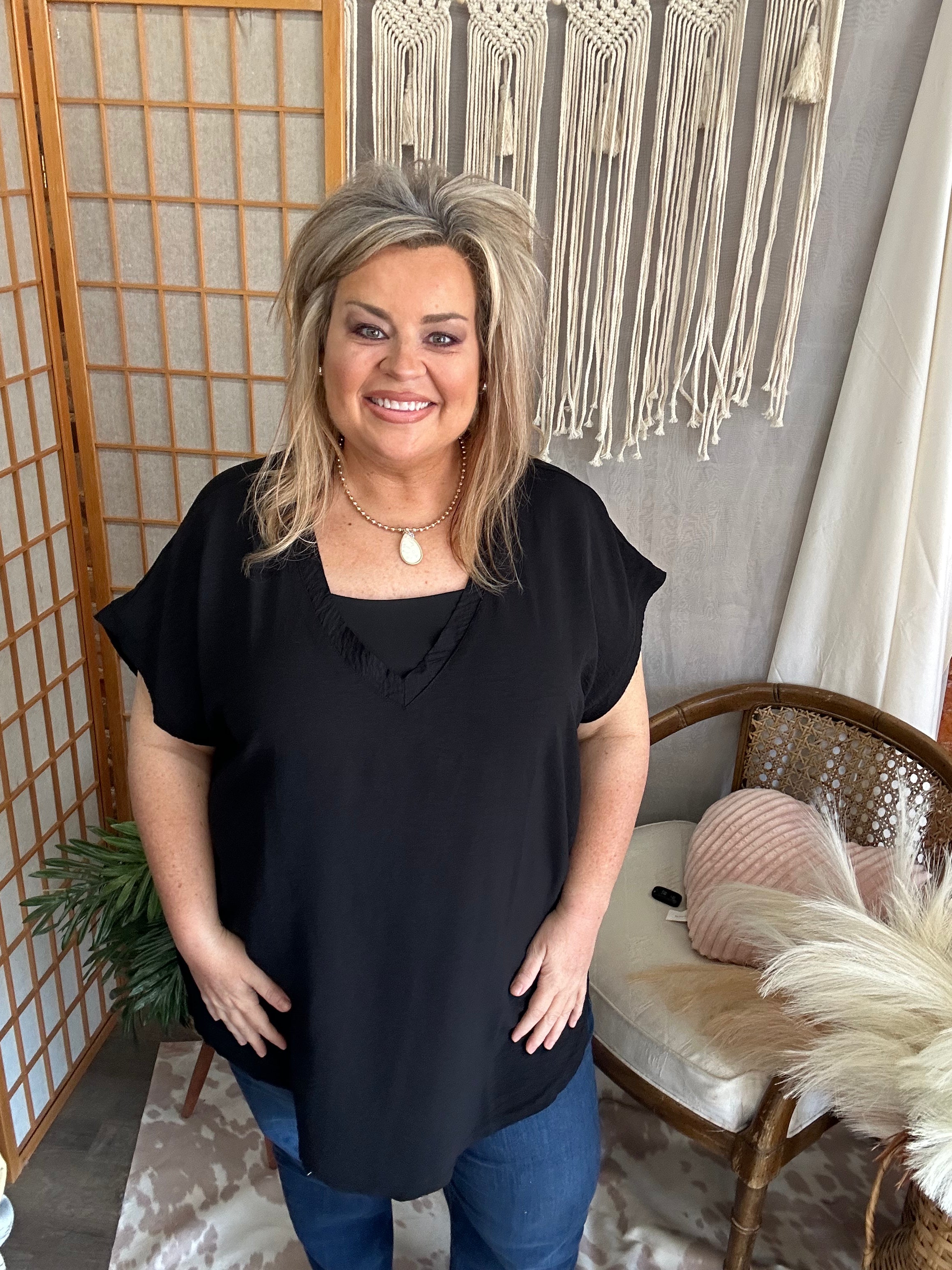Curvy Solid Black Top