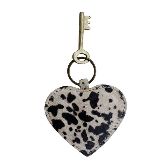 DALMATIAN PRINT HEART SHAPED KEYCHAIN